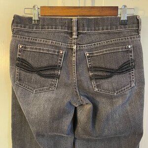 Black Cropped Jeans with Embellished Pockets, Cropped Denim, Black Washed Jeans